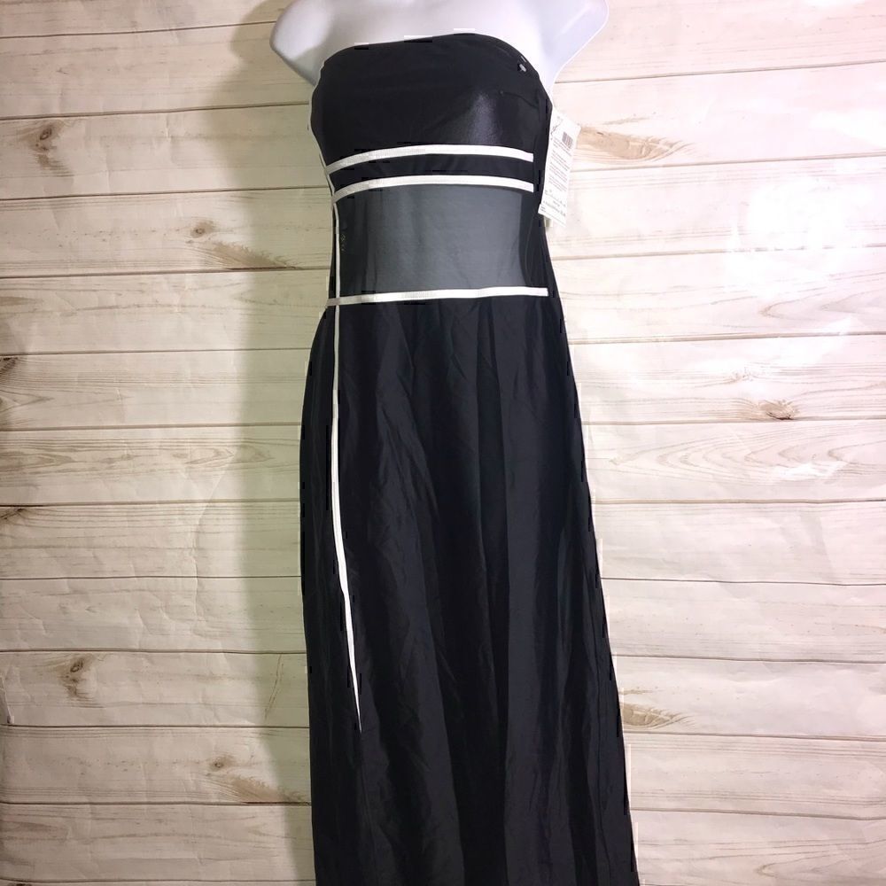 NEW! Gottex Black & White Strapless Maxi Coverup Dress-Medium